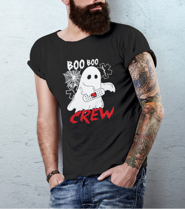EMT Boo Boo Crew Ghost With Bandage And Cobweb T-Shirt