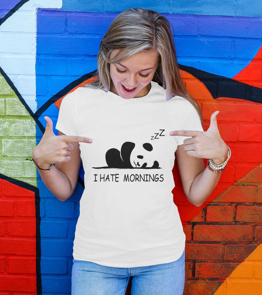 I Hate Mornings Sleeping Panda ZZZ T-Shirt