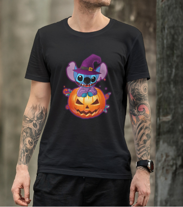 Stitch Witch Pumpkin Halloween Jack-O'-Lantern T-Shirt