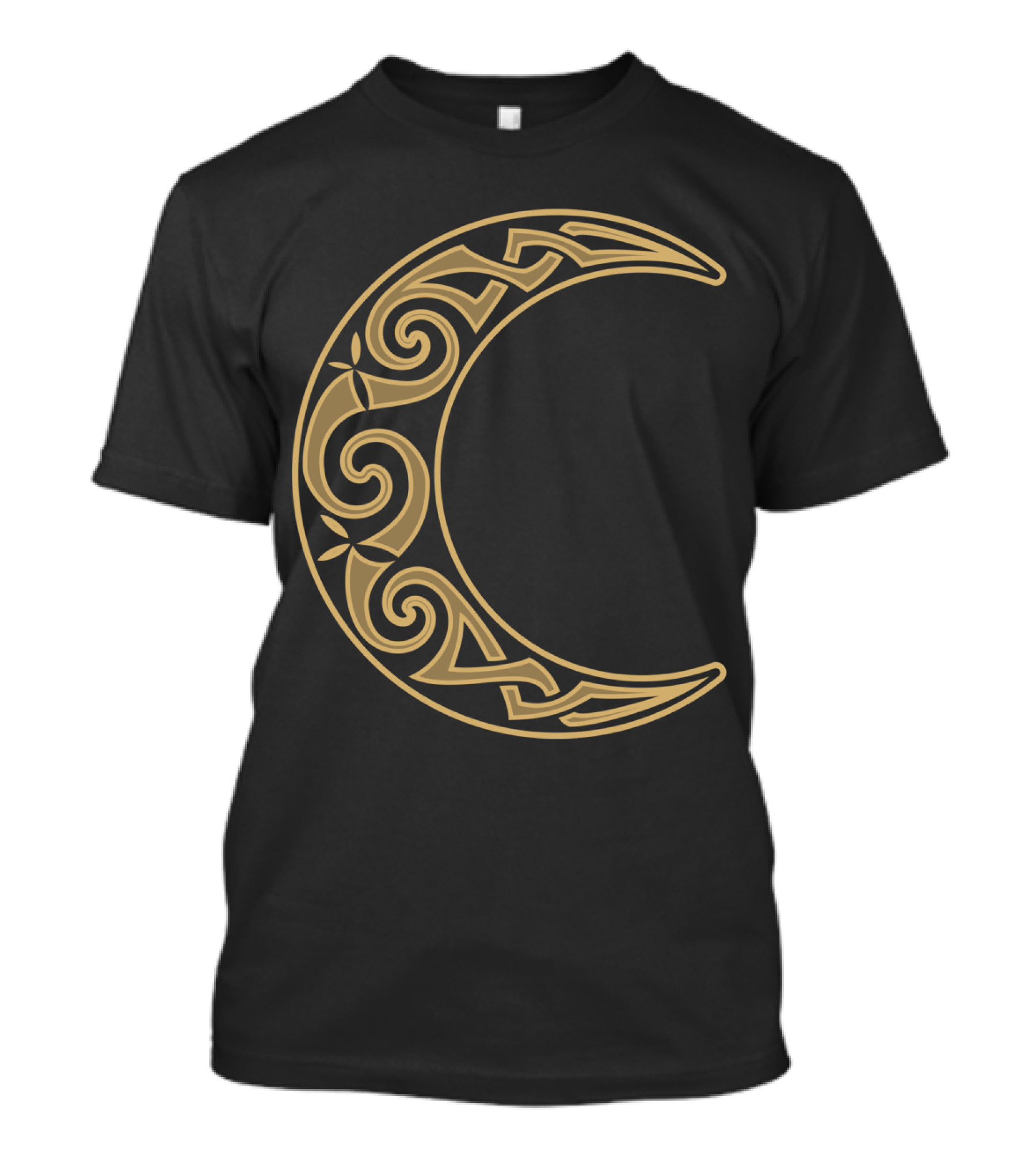 Celtic Gold Moon Viking Swirl Motif T-Shirt