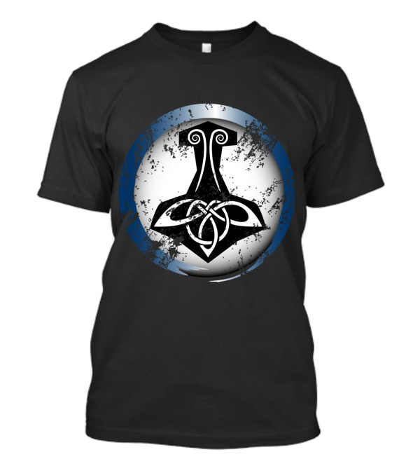 Celtic Knotwork Viking Hammer Icon In Circle Frame T-Shirt