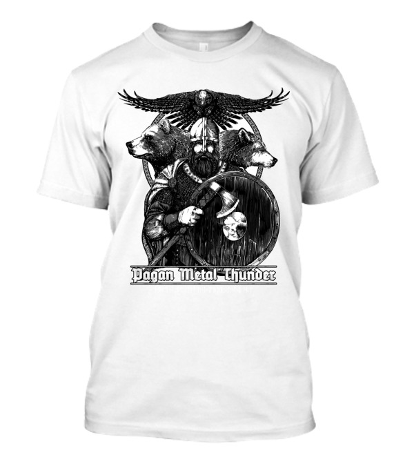 Pagan Metal Thunder Viking Warrior With Bear And Axe T-Shirt