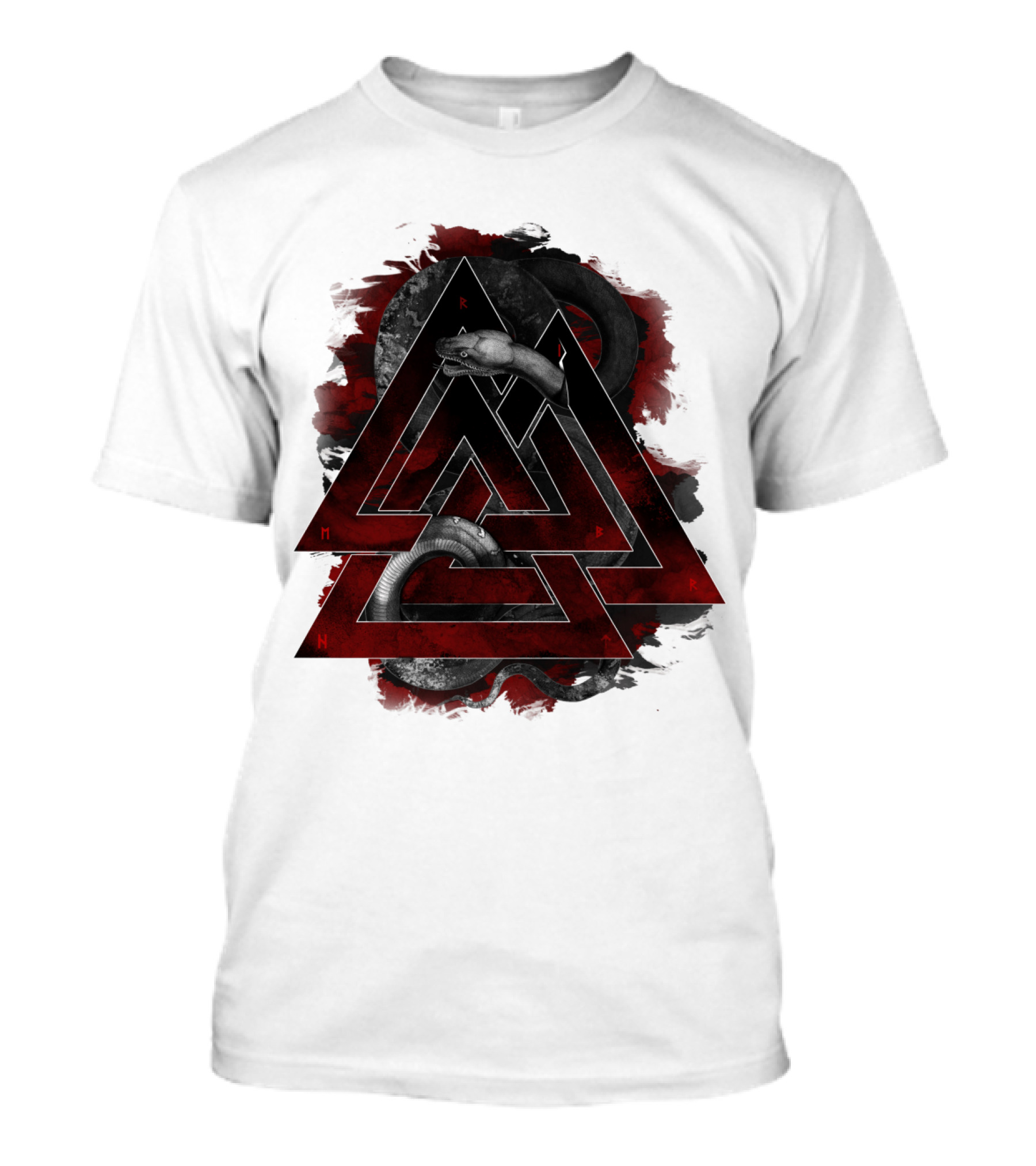Path To Valhall Valknut Ouroboros Symbol Nordic Runes T-Shirt