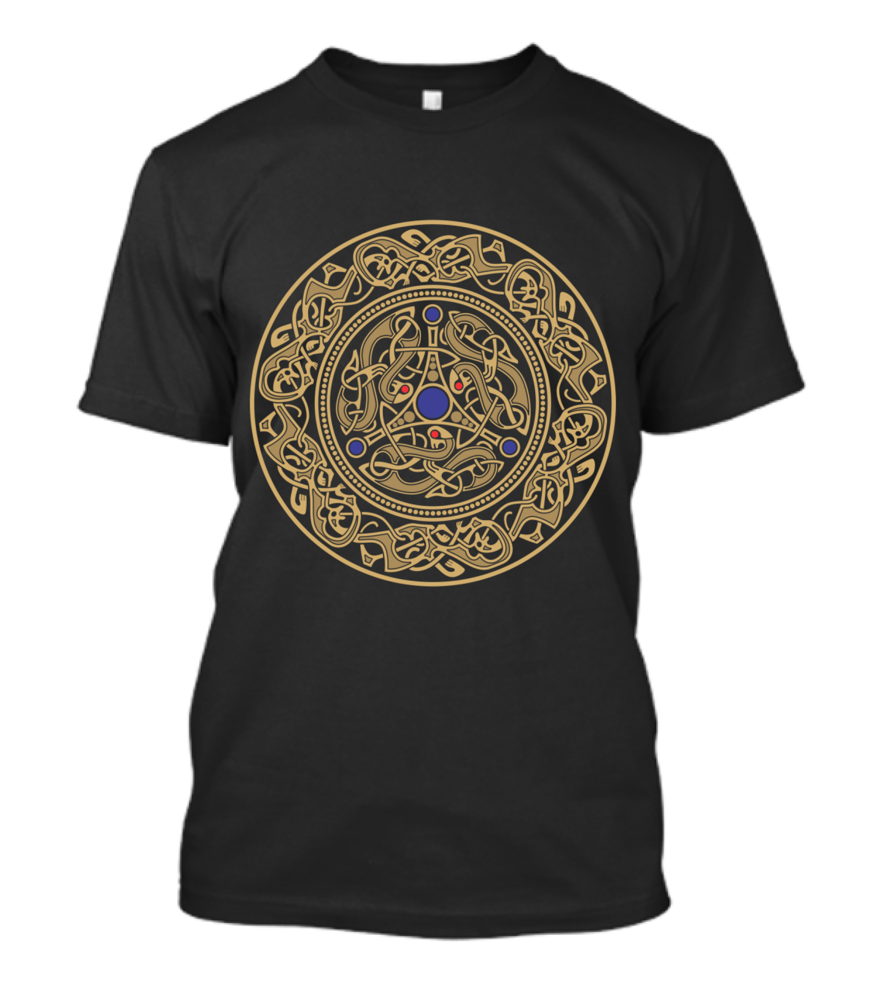Nordic Knotwork Circle With Triquetra And Ancient Viking Symbols T-Shirt