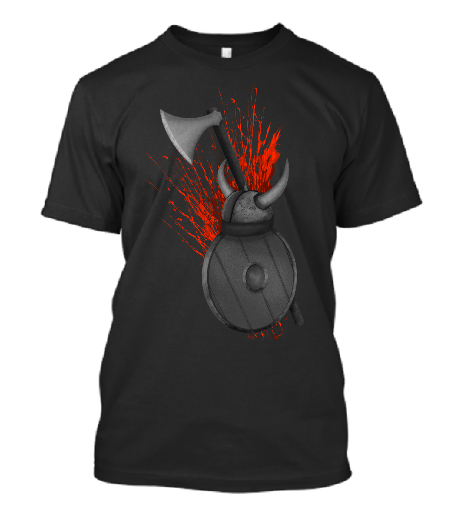 Viking Weapons Axe Helmet Shield Blood Splatter T-Shirt
