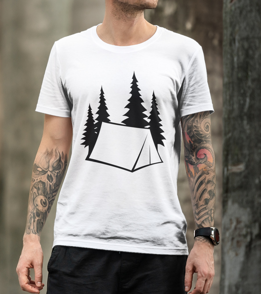 Camp Site Tent With Pine Trees T-Shirt