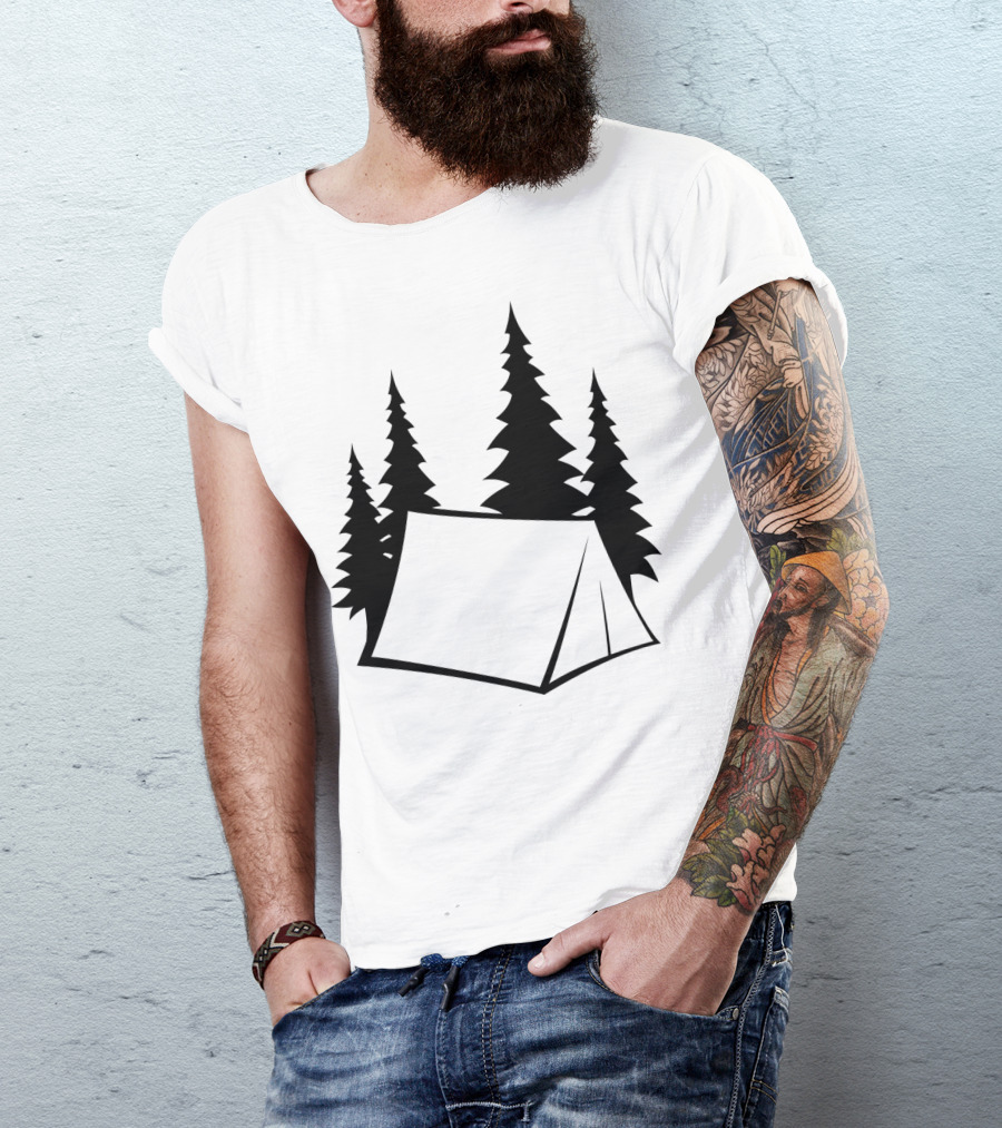 Camp Site Tent With Pine Trees T-Shirt