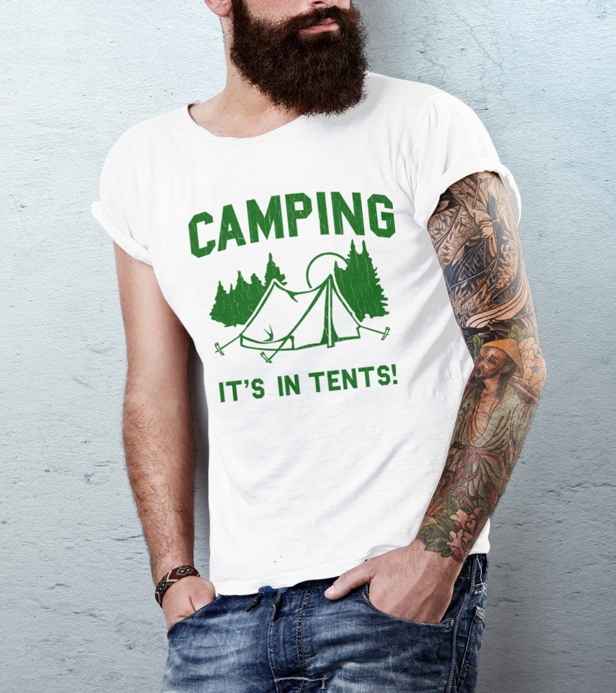 Camping It's In Tents Vintage Distressed Look Forest Tent Trees T-Shirt