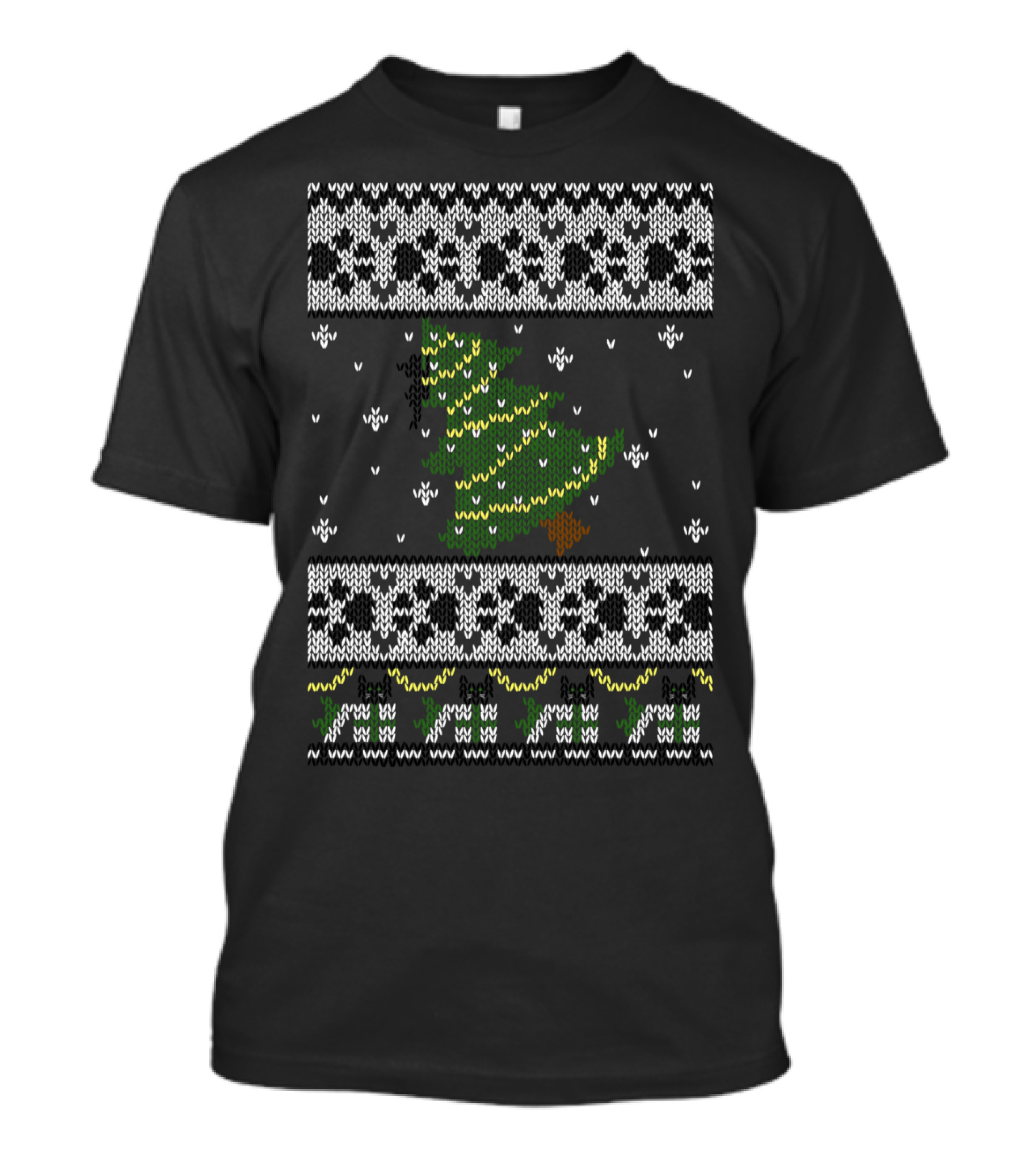 A Cat Astrophe Christmas Knitted Tree T-Shirt