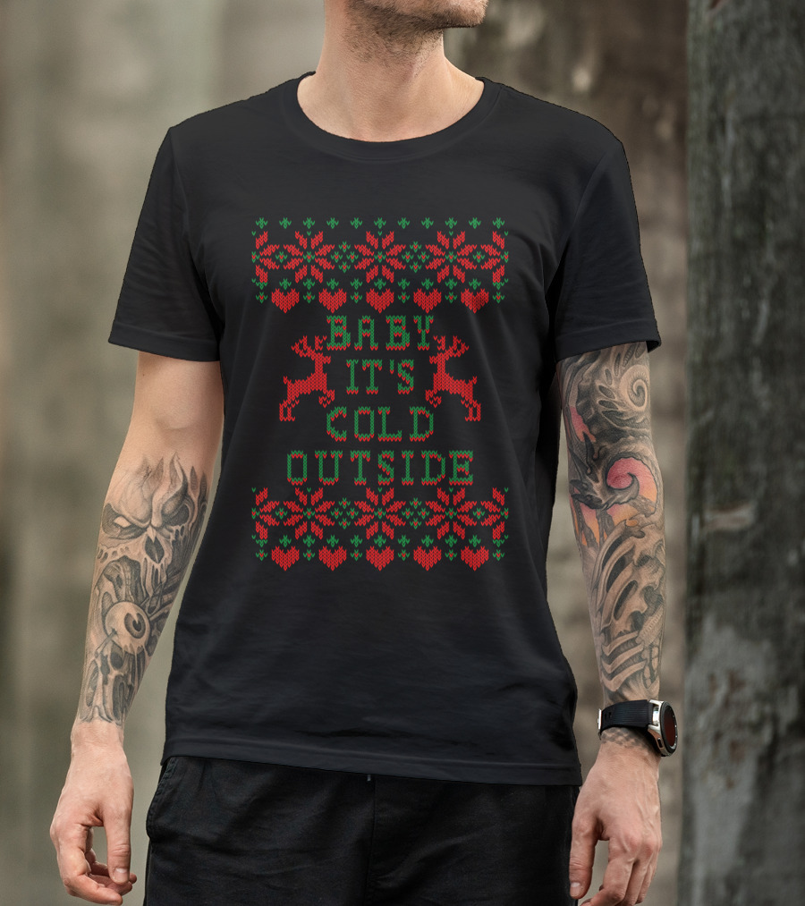 BABY IT'S COLD OUTSIDE Knit Reindeer T-Shirt