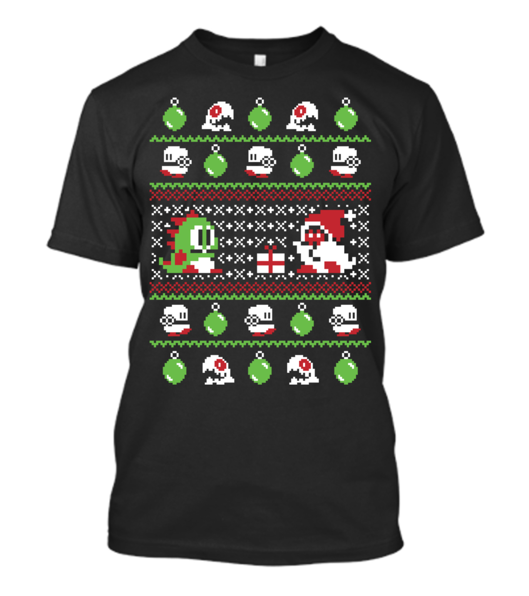 Bubble Bobble Christmas Pixel Characters Baubles T-Shirt