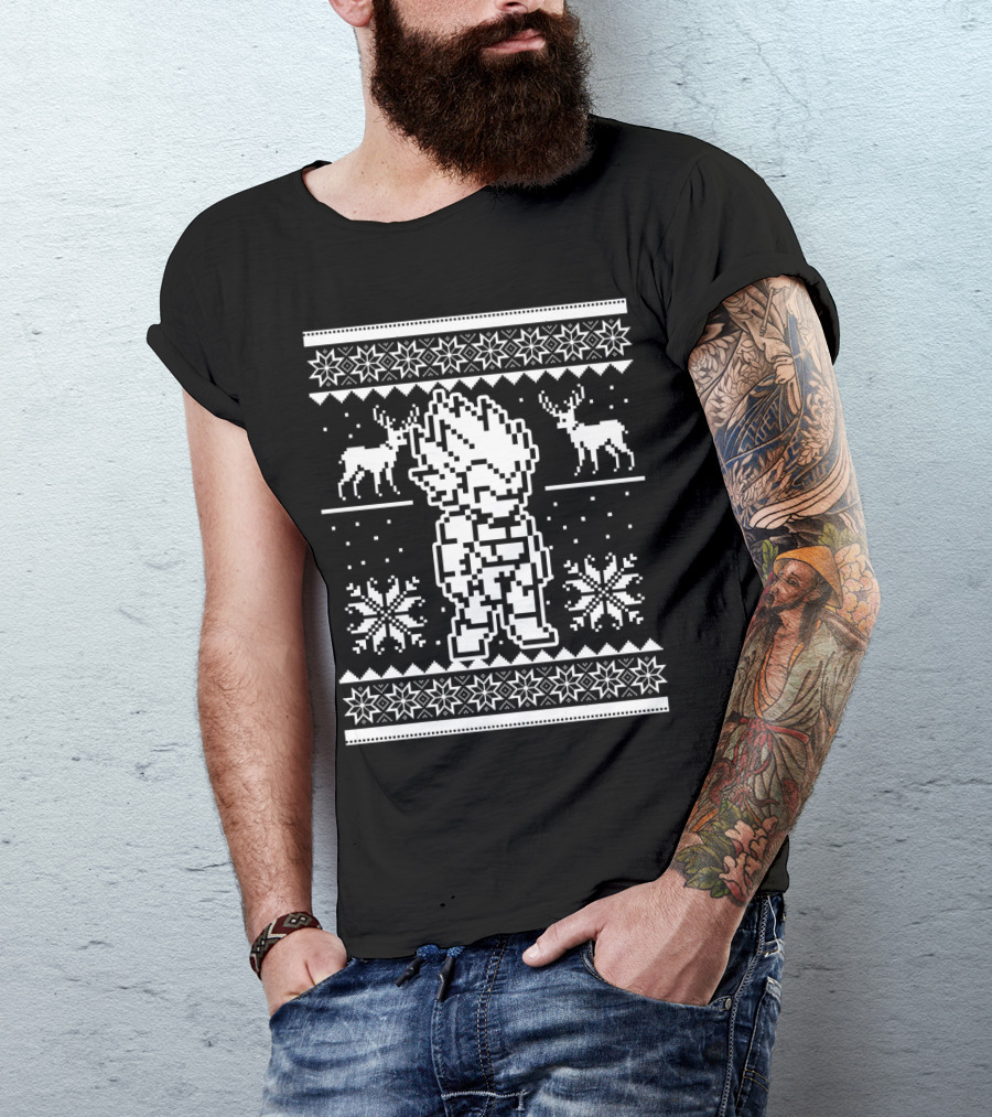 Christmas Saiyan Prince Pixel Ugly T-Shirt
