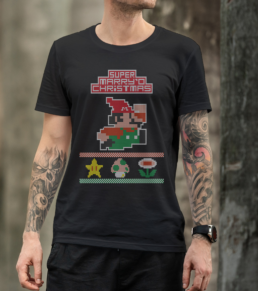 Super Marry'o Christmas Star Mushroom Flower T-Shirt