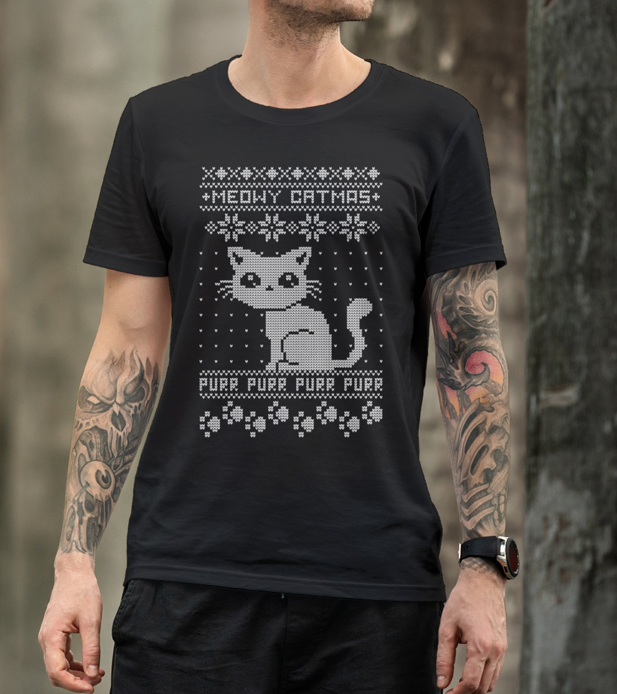 Meowy Catmas Purr Purr Purr Purr Cat Ugly T-Shirt