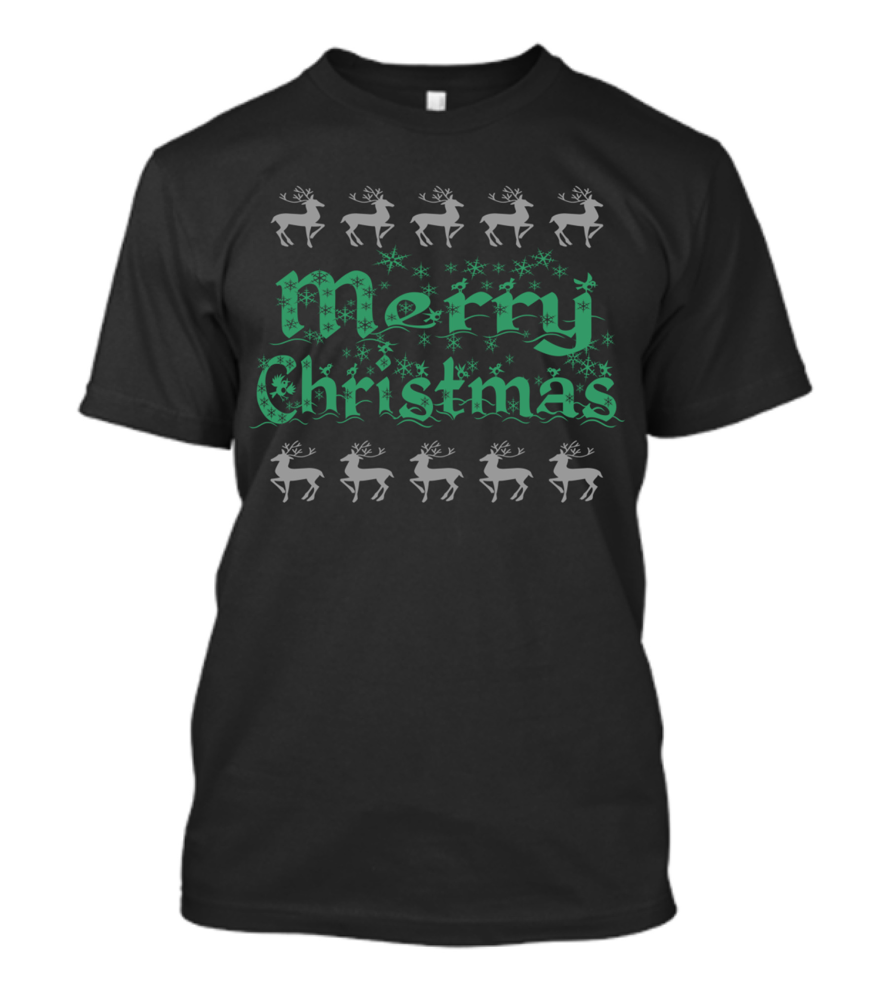 Merry Christmas Reindeer Snowflakes T-Shirt