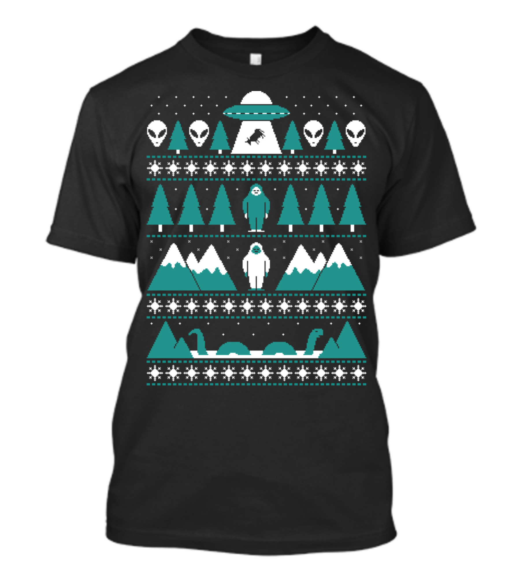 UFO Aliens Bigfoot Loch Ness Monster T-Shirt