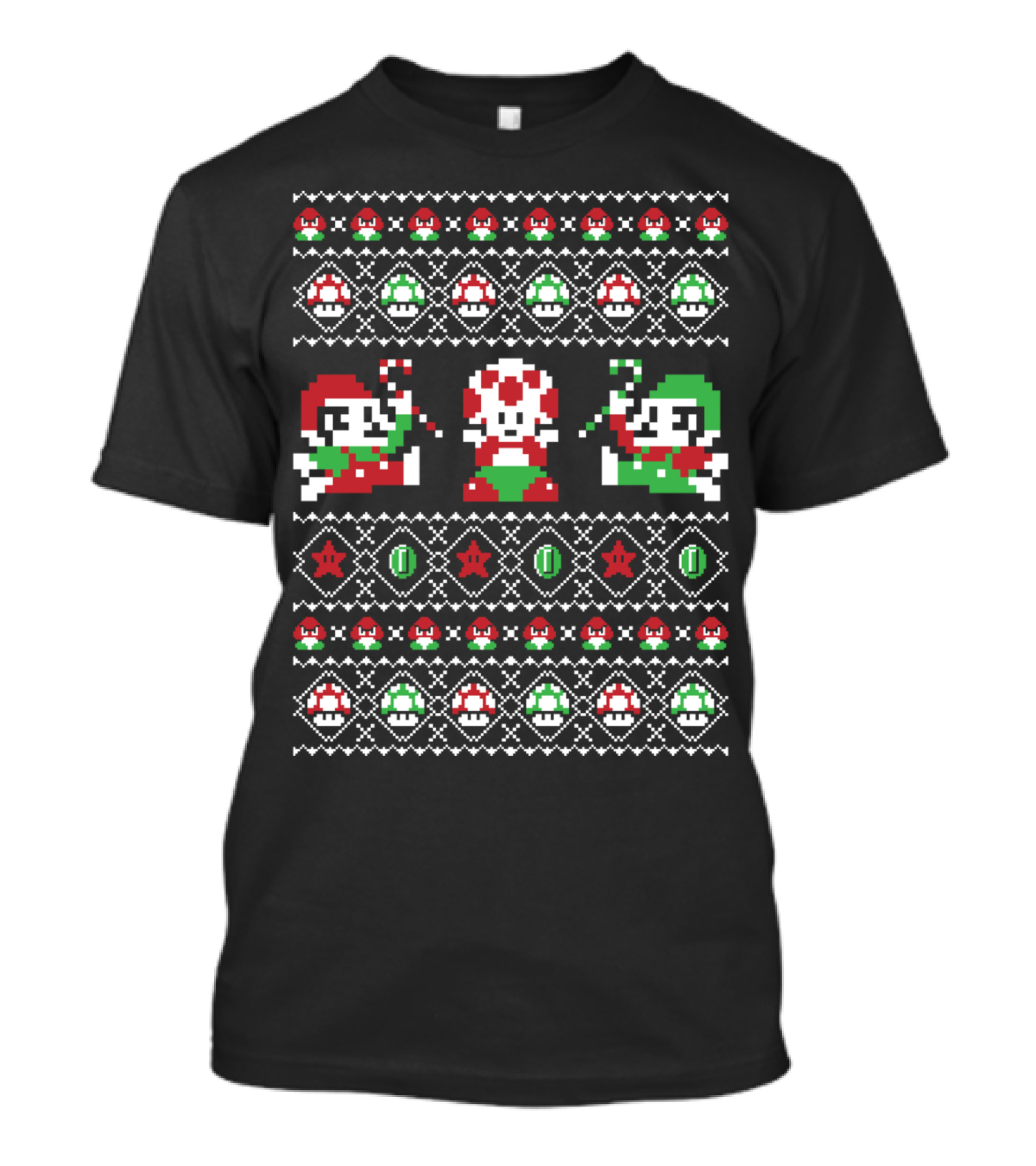 Super Christmas Bros Retro Pixel Holiday T-Shirt