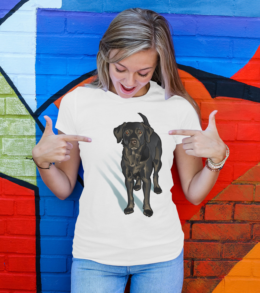 Black Lab Dog Pet Animal In The Snow T-Shirt
