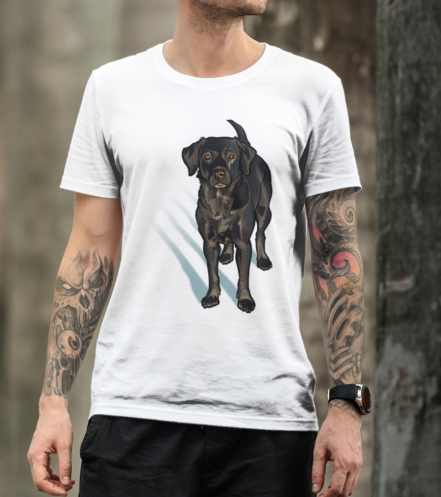 Black Lab Dog Pet Animal In The Snow T-Shirt