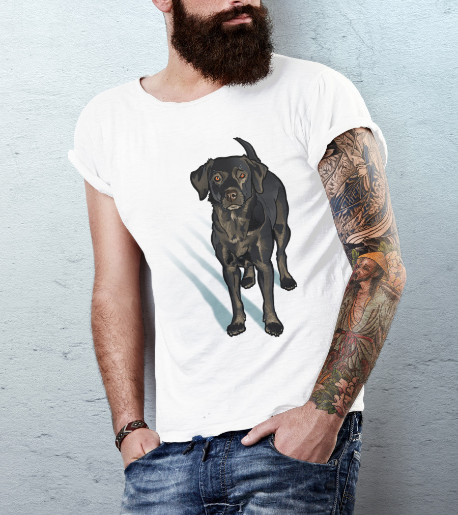 Black Lab Dog Pet Animal In The Snow T-Shirt