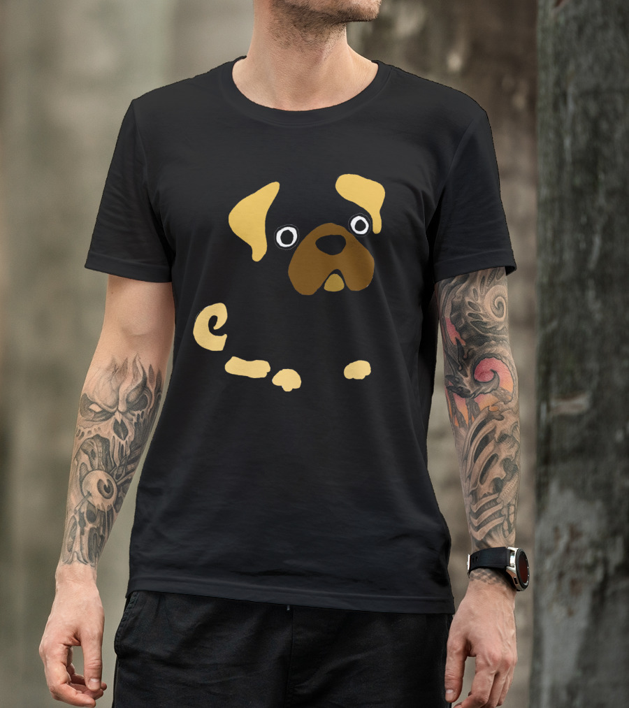 Cool Funny Funky Pug Dog Minimalist Cartoon T-Shirt