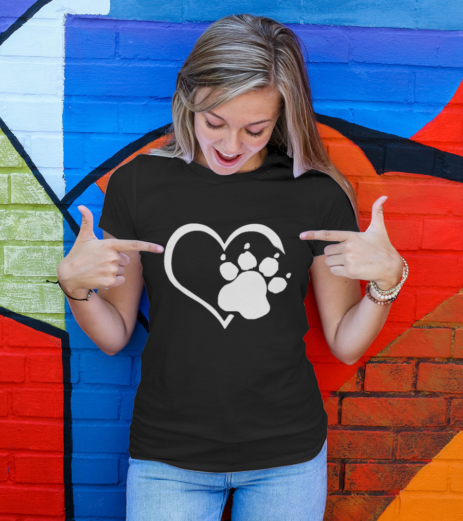 DOG Heart Paw Prints T-Shirt