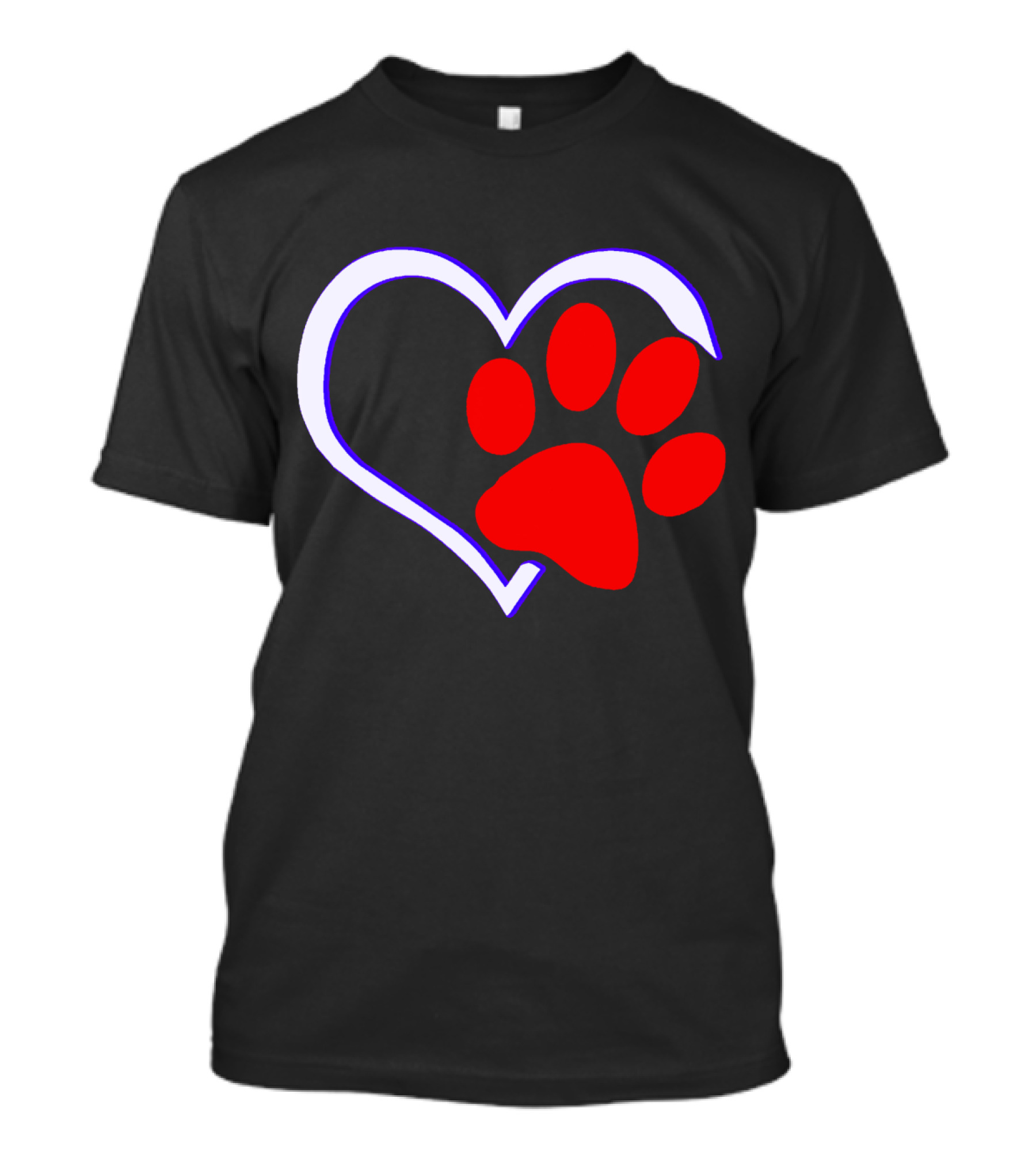 Paw Heart Remix Outline Red T-Shirt