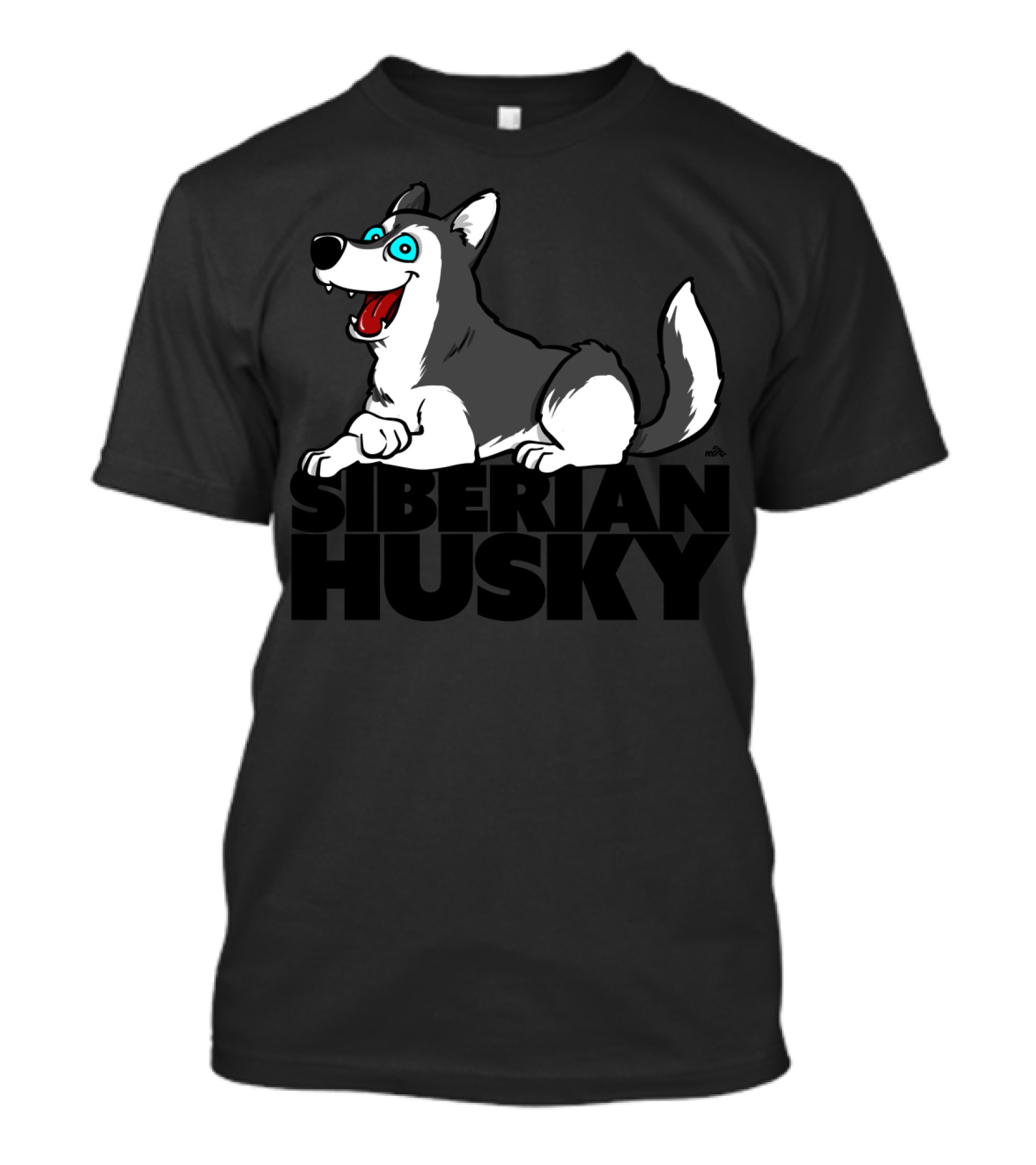 Siberian Husky Cartoon Dog Happy Face T-Shirt