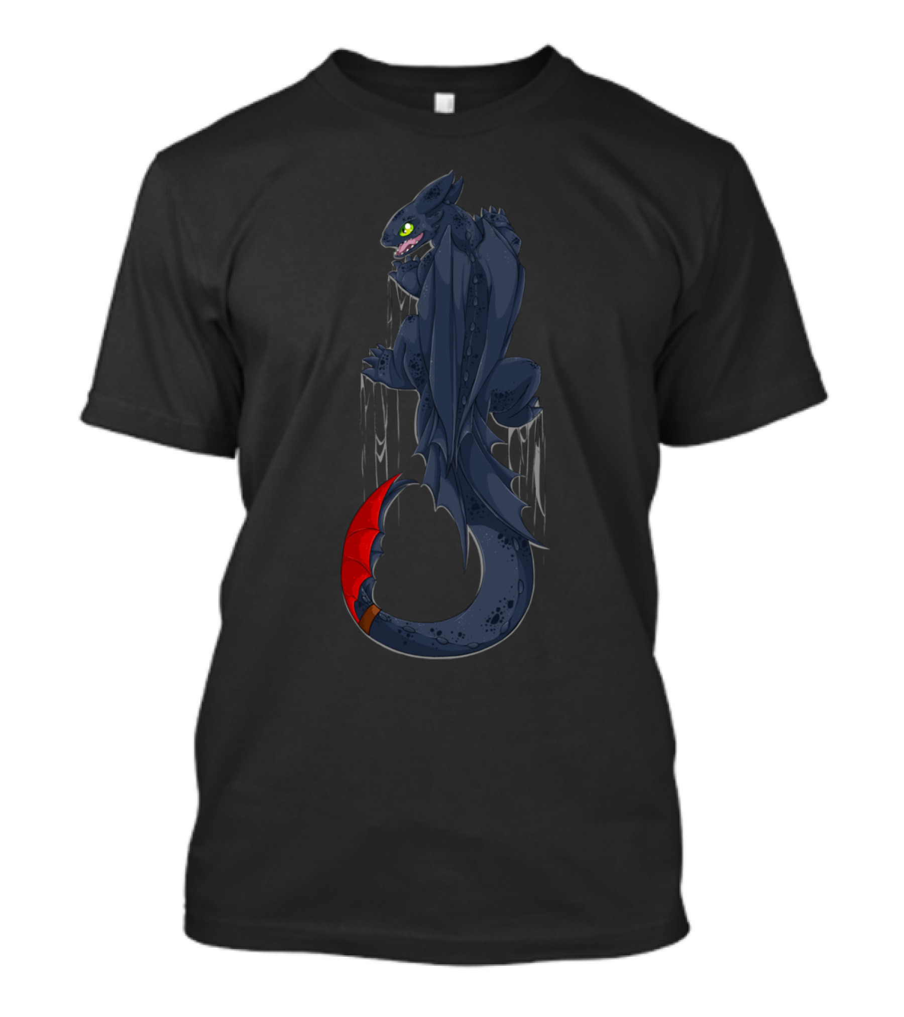 Toothless Climbing Iconic Dragon Tail Red Accent T-Shirt