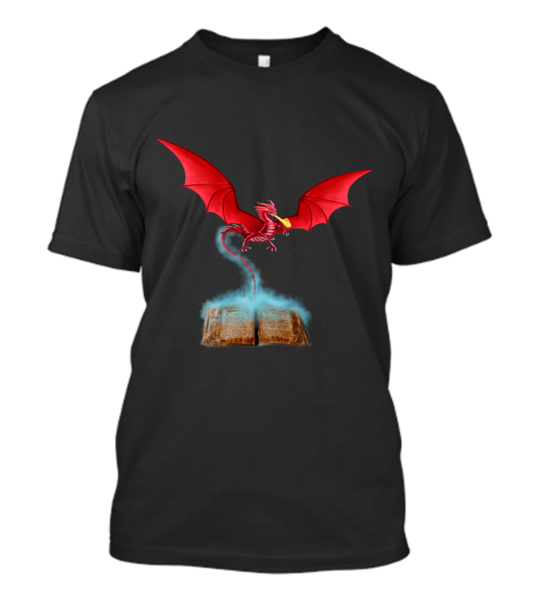 Conjuring The Red Dragon From Mystical Book With Blue Aura T-Shirt