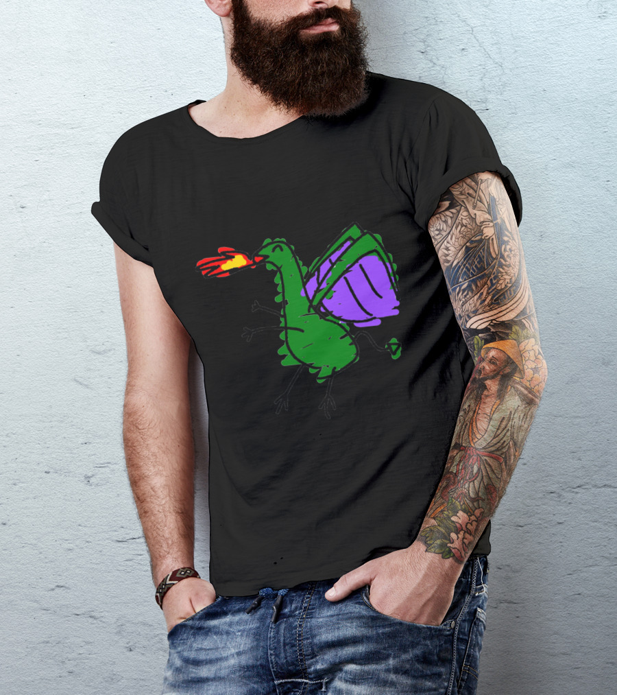 Draakje The Dragon Green And Purple Fire-Breathing Creature T-Shirt