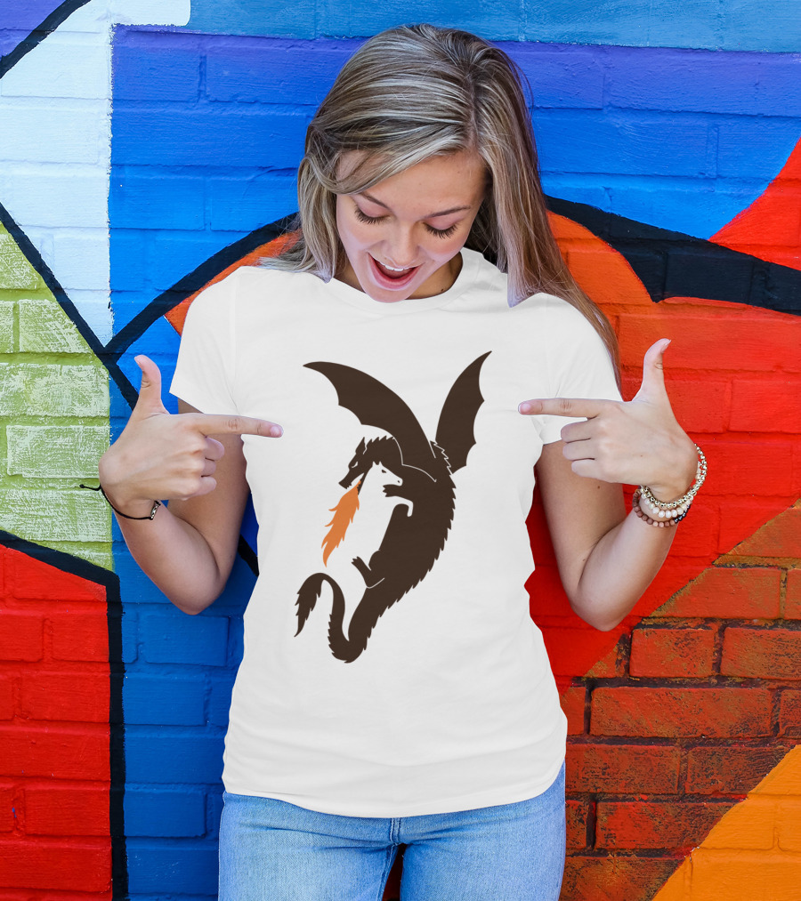 Dragon Embracing Horse With Fiery Mane T-Shirt