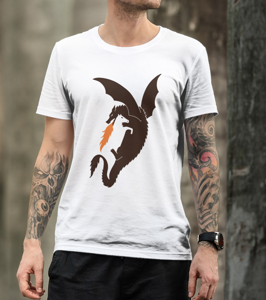 Dragon Embracing Horse With Fiery Mane T-Shirt