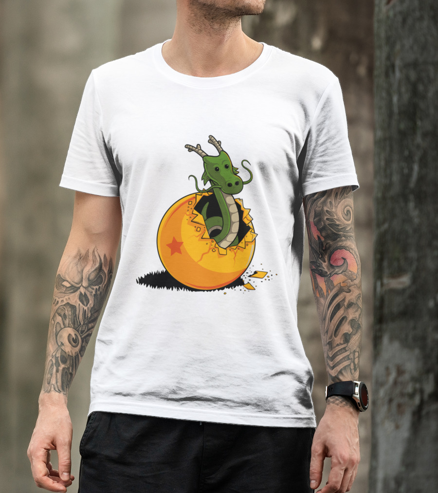 Dragon Ball Hatchling Emerging From Crackling Orange Sphere T-Shirt