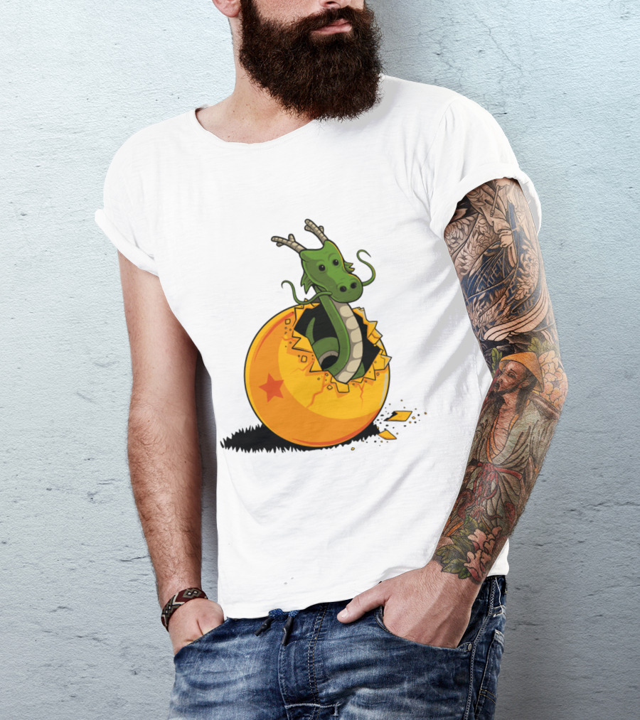 Dragon Ball Hatchling Emerging From Crackling Orange Sphere T-Shirt