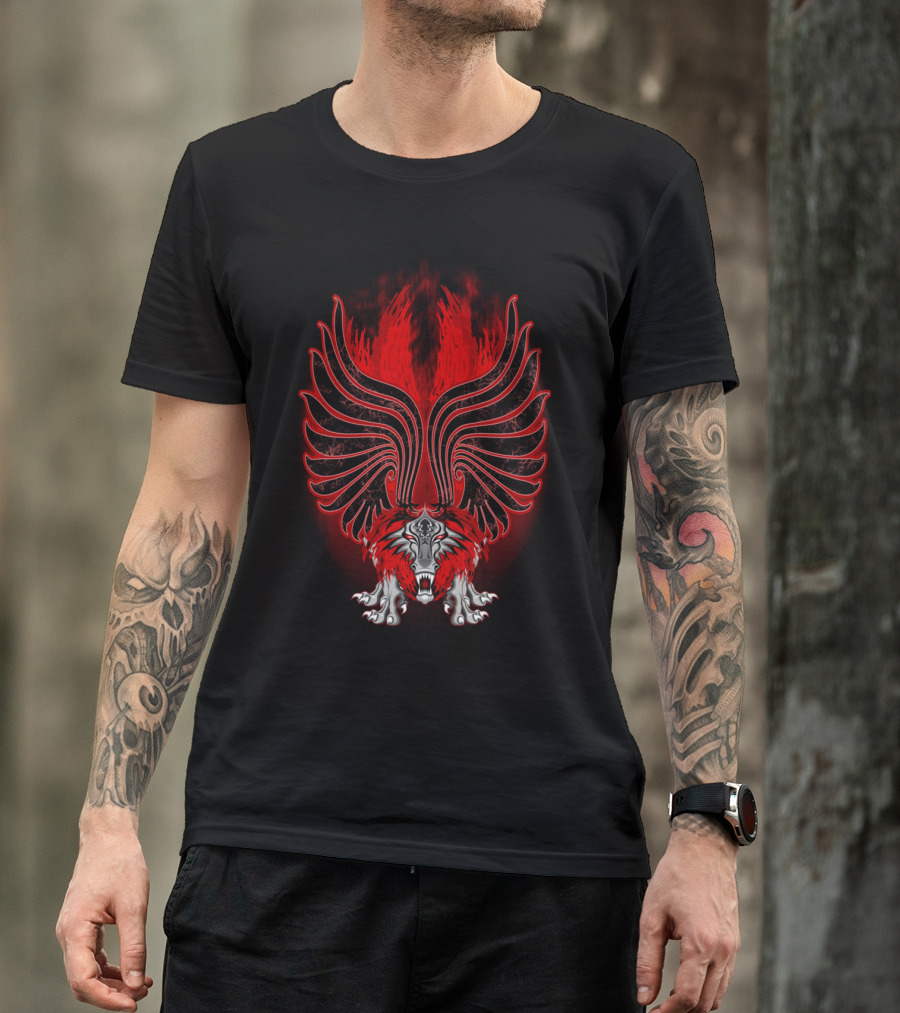 Dragon Gargoyle Fiery Winged Tattoo T-Shirt