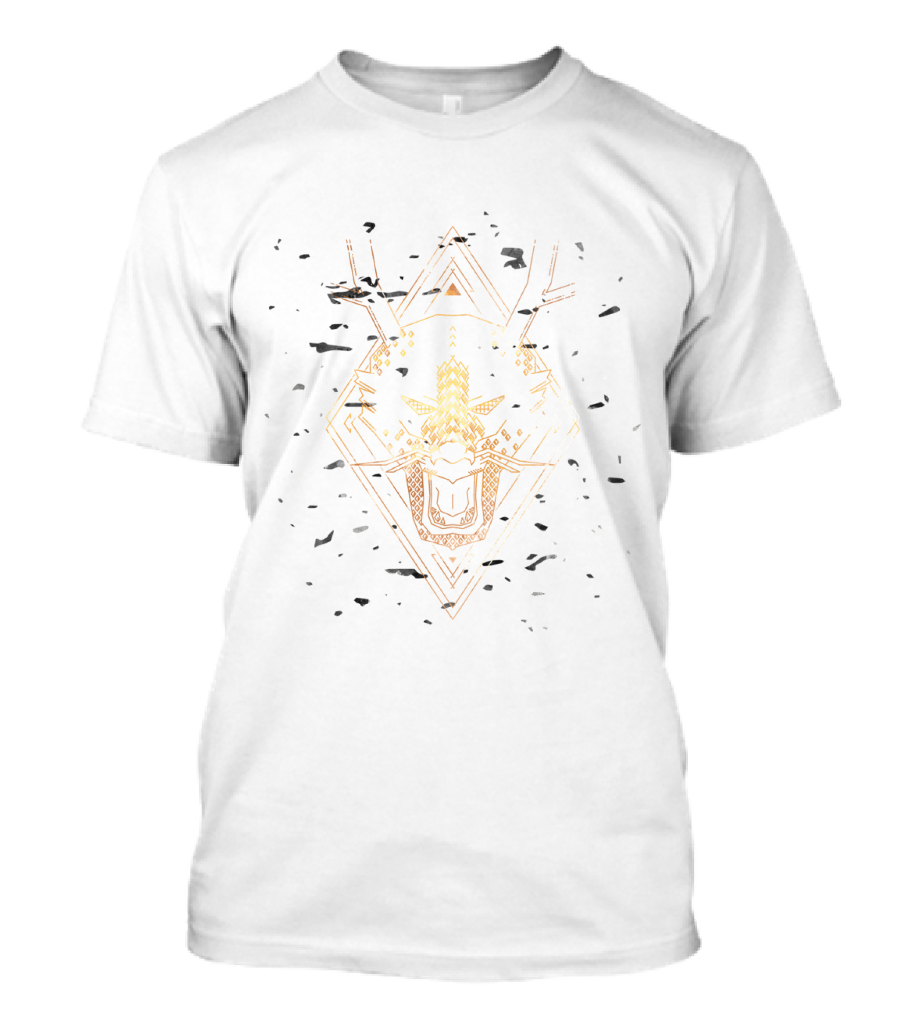 Geometric Dragon God Symbol In Gold And Black T-Shirt