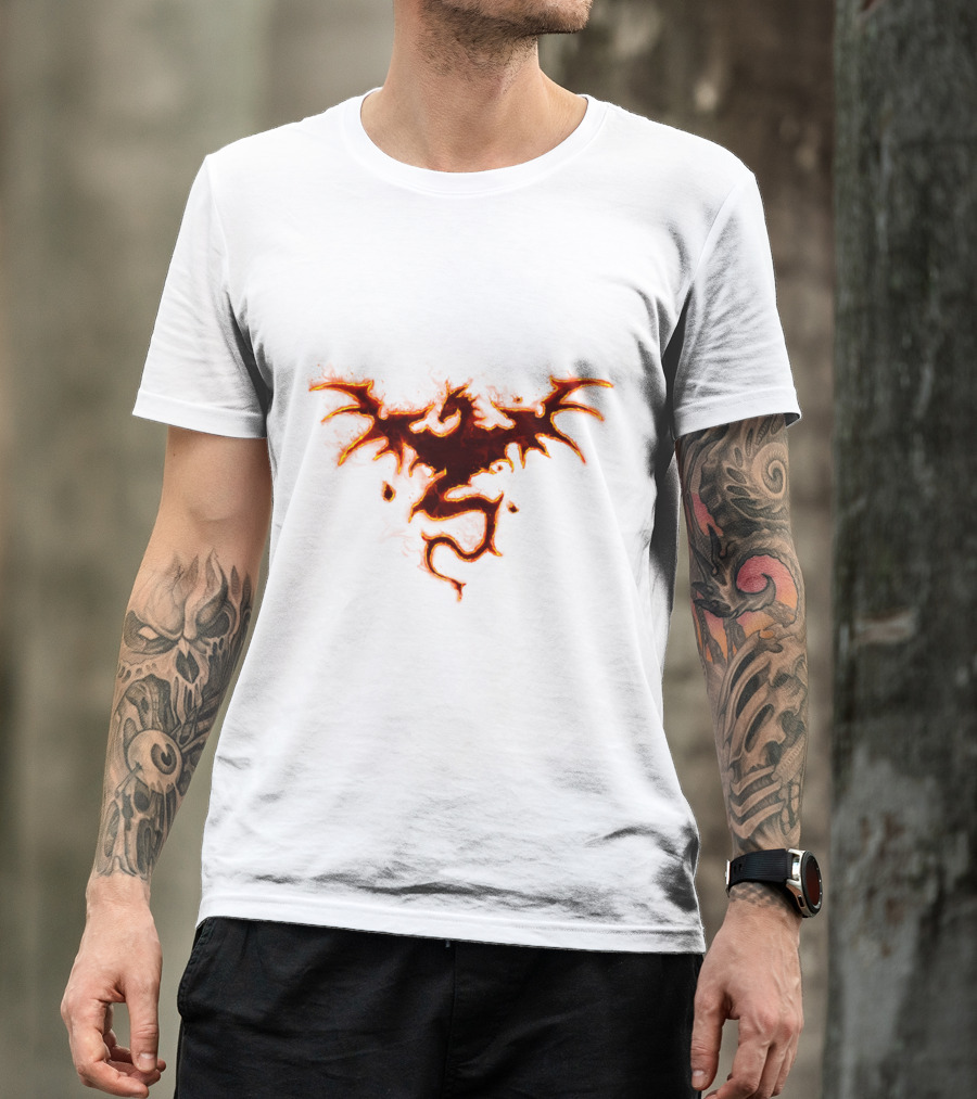Dragon Mark Fiery Emblem Flames Twisted Wings T-Shirt