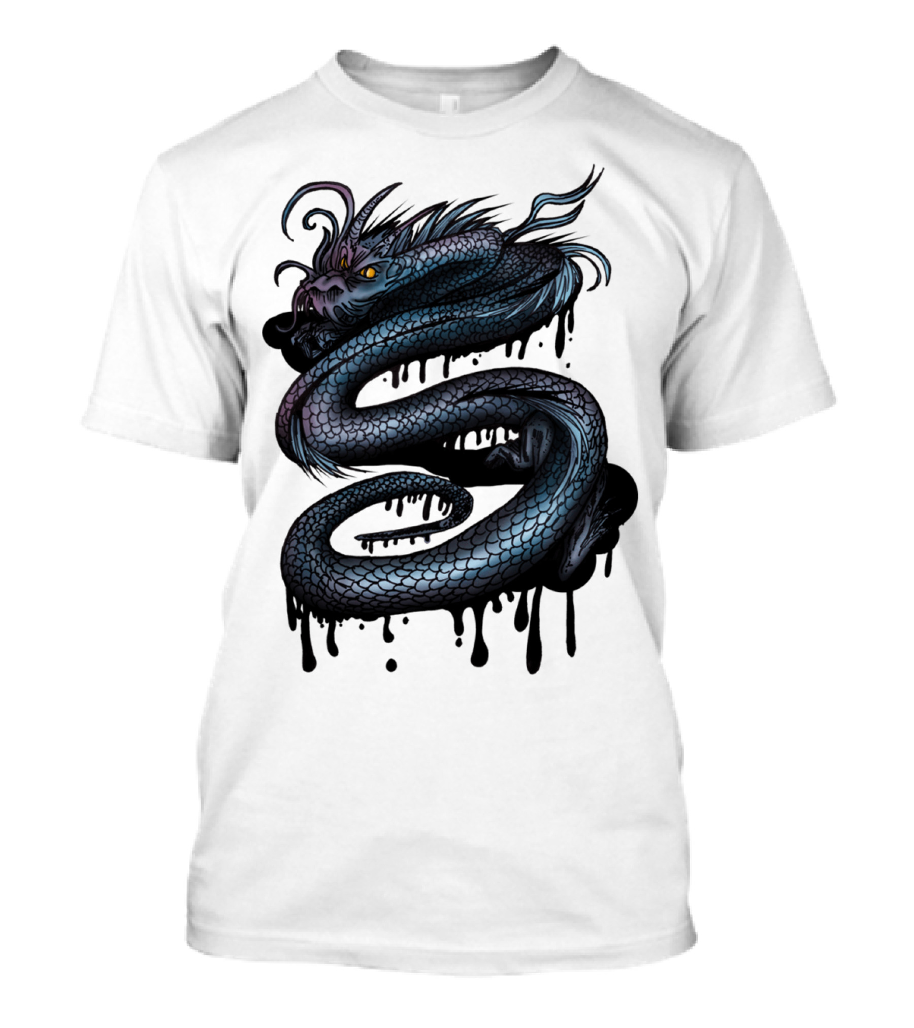 Dragon Swirl Serpent Mythical Creature With Dripping Ink Effect T-Shirt