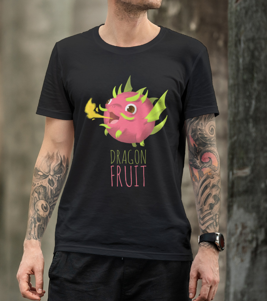 Fire Breathing Dragon Fruit With Vibrant Green Flames T-Shirt
