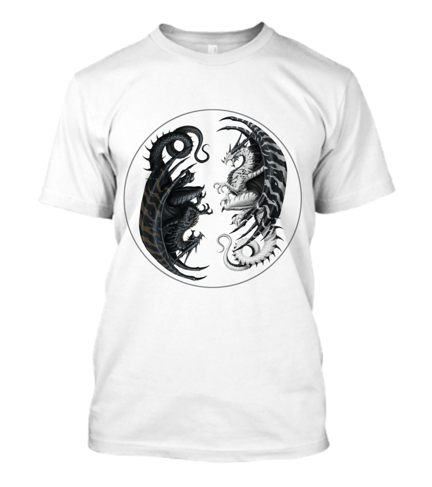 Good Vs Evil Black Dragon White Dragon Yin Yang T-Shirt
