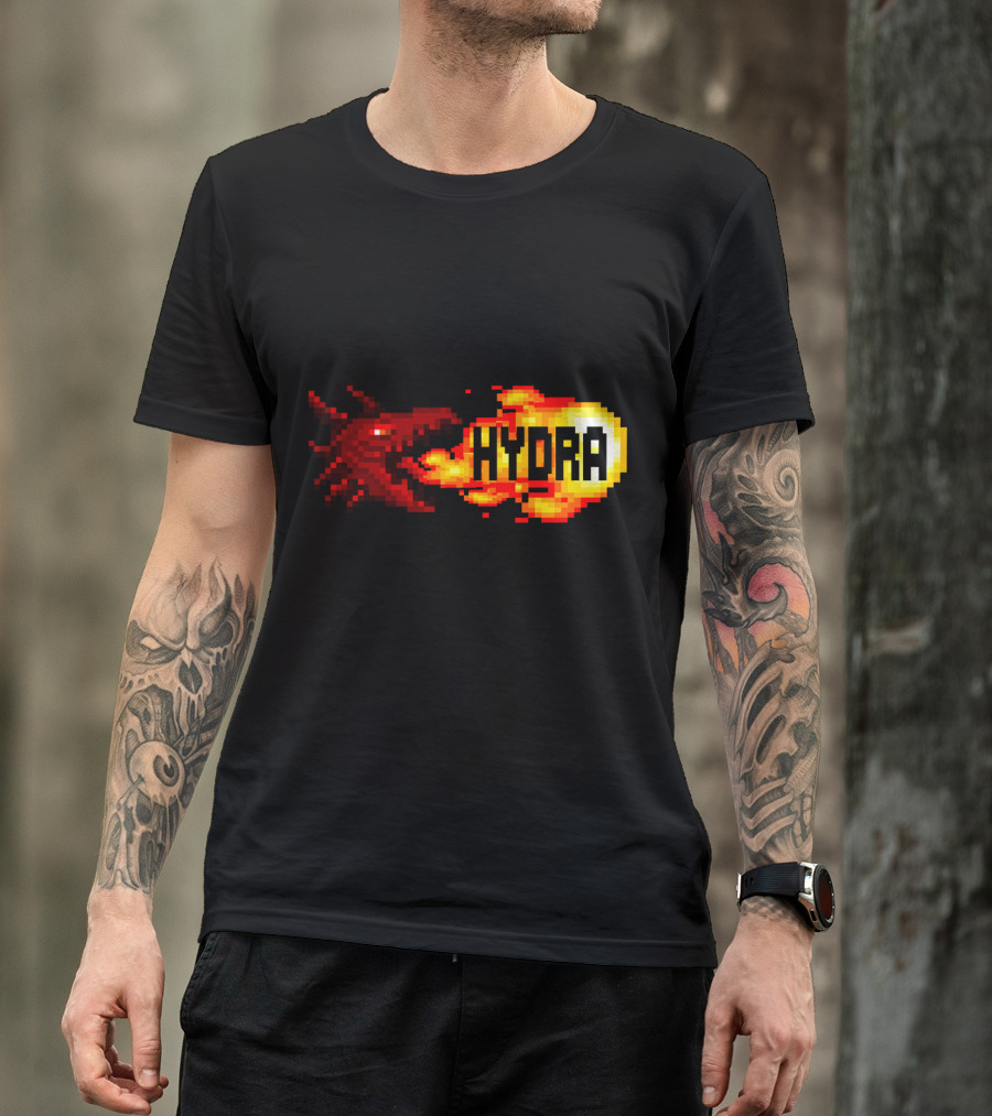 LilRedHydra Pixel Art Fire-Breathing Dragon Hydra T-Shirt