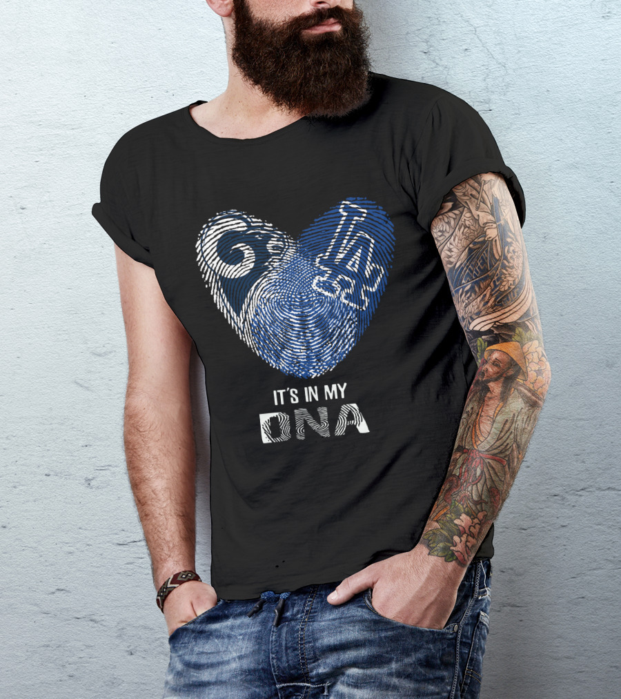 Rams Dodgers It's In My DNA Fingerprint Heart T-Shirt