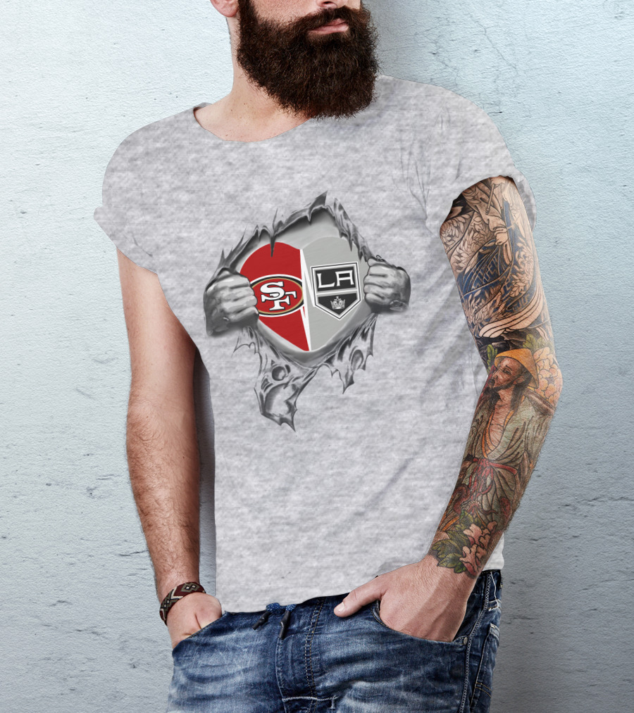 SF 49ers Los Angeles Kings Heart T-Shirt