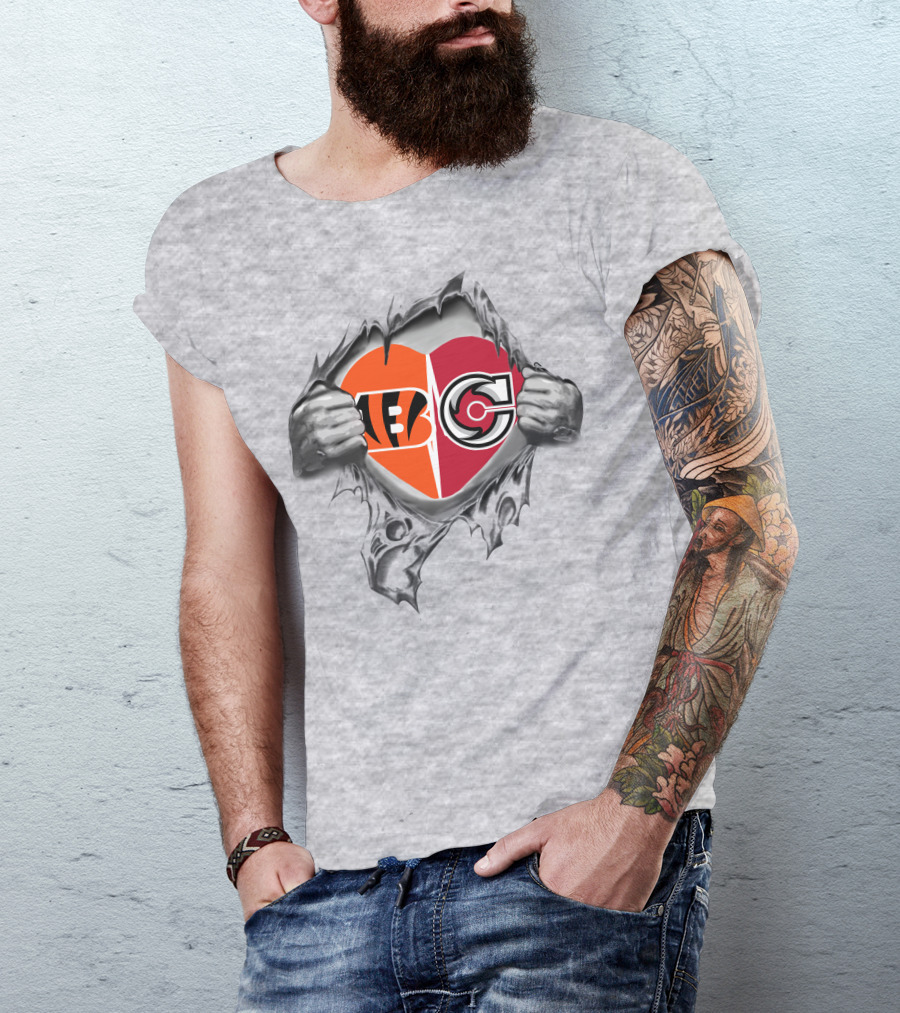 Bengals Cyclones Logo Heart Split T-Shirt