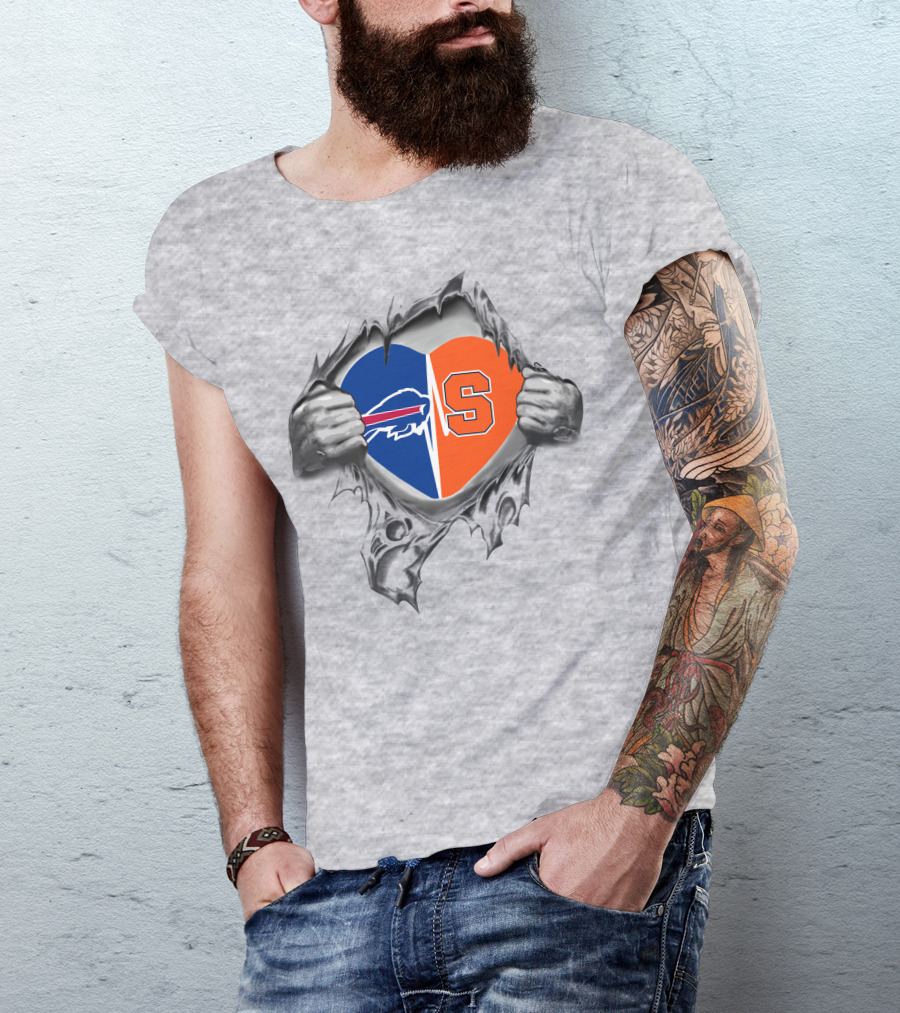 Buffalo Bills Syracuse Orange Heart Symbol Fusion T-Shirt