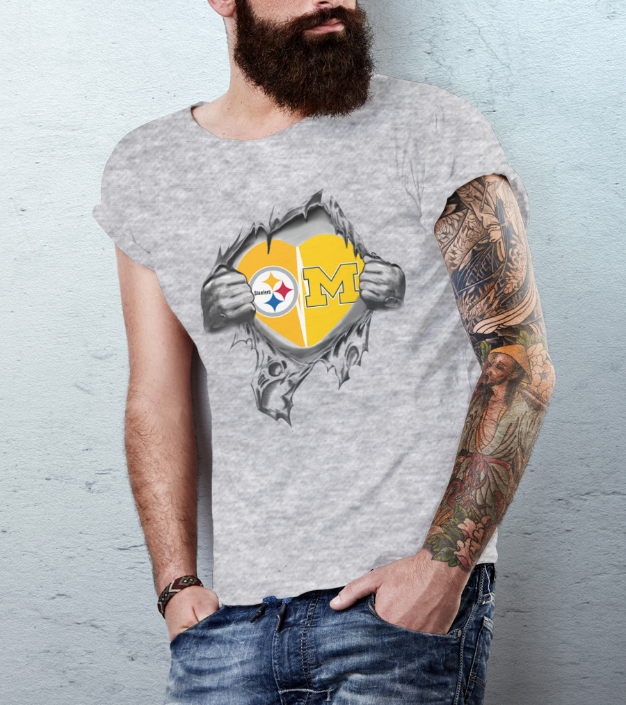 Steelers Heart Michigan Split T-Shirt