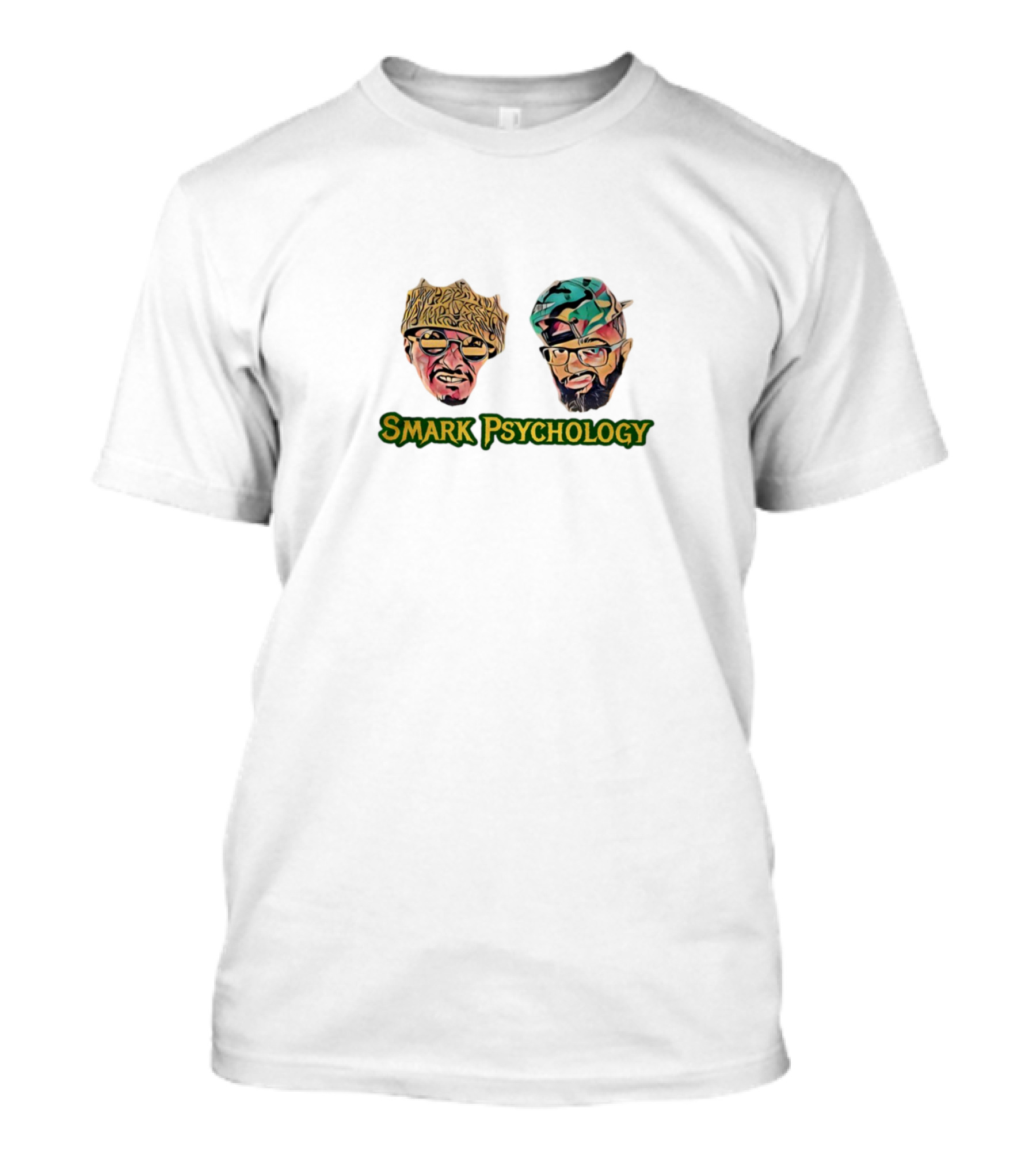 Smark Psychology Two Illustrated Faces With Hats And Glasses T-Shirt