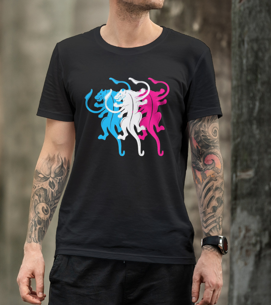 Displaced Blue White Red Panther Trio T-Shirt