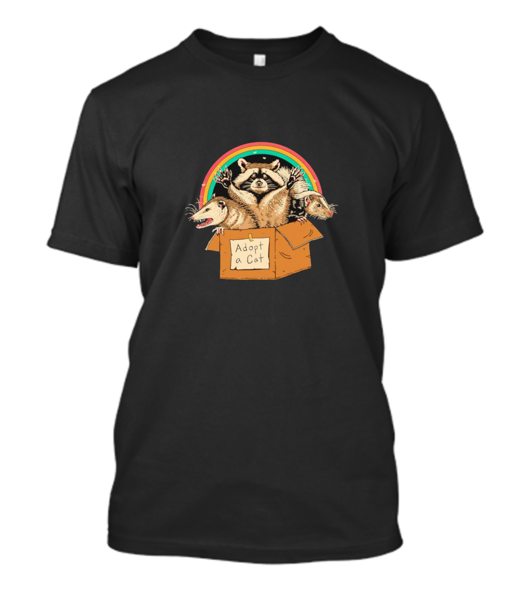 Raccoon And Ferrets In Box Adopt A Cat T-Shirt